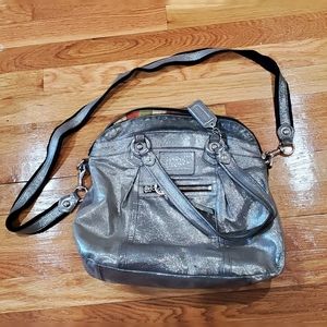 SOLD! Coach Poppy Silver Crossbody Purse Bag